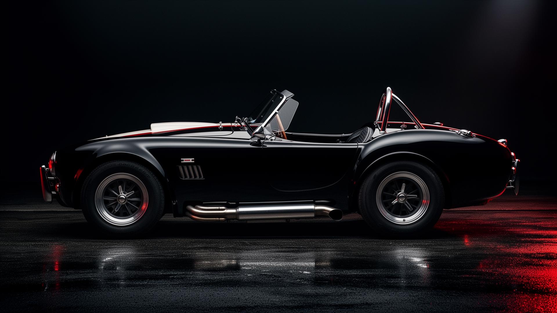 Classic Shelby Cobra in dramatic studio lighting